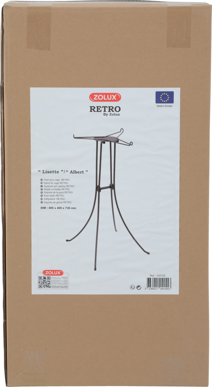 Pied pour cage oiseau rétro Lisette et Albert H 73 cm